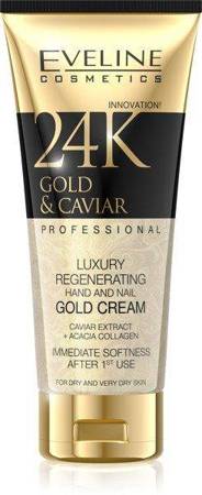 Eveline 24K Gold & Caviar Luksusowy Regenerujący Złoty Krem do Rąk i Paznokci 100ml