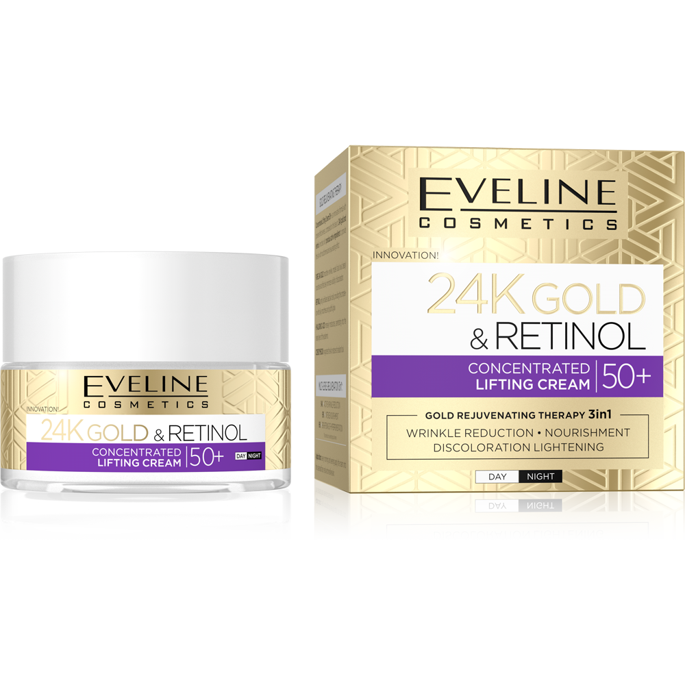 Eveline 24K Gold & Retinol Skoncentrowany Krem Liftingujący 50+ na Dzień i na Noc 50ml