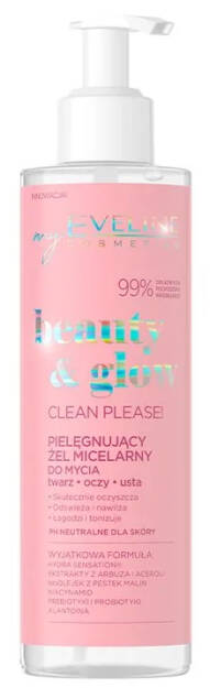 Eveline Beauty & Glow Clean Please! Pielęgnujący Żel Micelarny do Mycia Twarzy Oczu i Ust 200ml