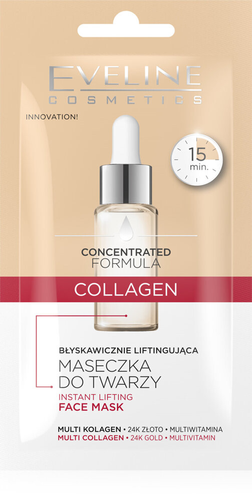 Eveline Concentrated Formula Collagen Błyskawicznie Liftingująca Maseczka do Twarzy dla Skóry Bardzo Suchej Dojrzałej  8ml