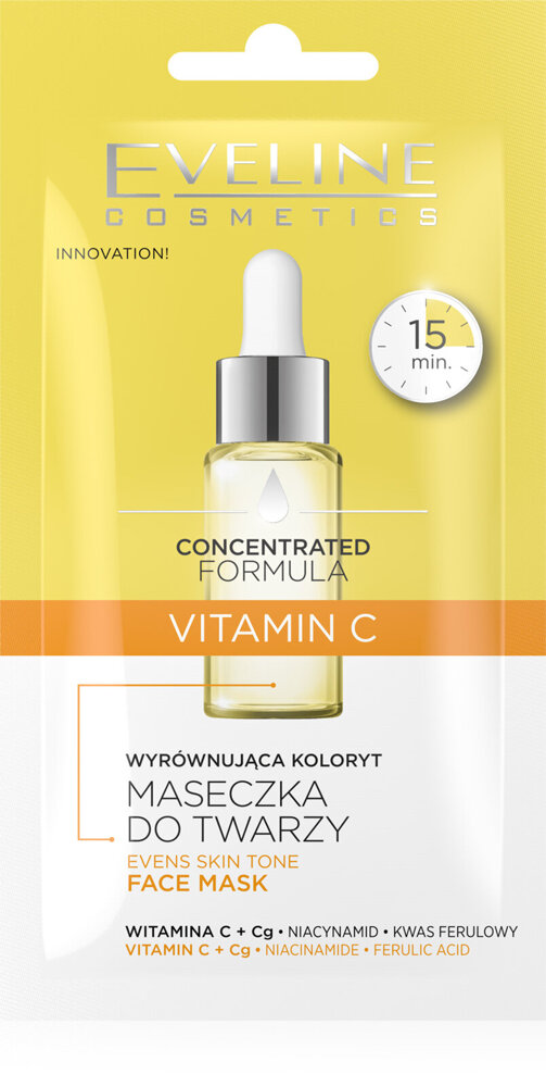 Eveline Concentrated Formula Vitamin C Wyrównująca Koloryt Maseczka do Twarzy dla Skóry Szarej i Pozbawionej Blasku  8ml