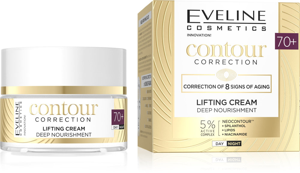 Eveline Contour Correction Liftingujący Krem Dogłębnie Odżywiający 70+ na Dzień i Noc 50ml