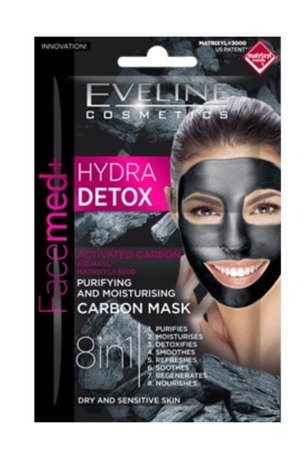 Eveline Cosmetics Facemed+ Oczyszczająca i Nawilżająca Maska Węglowa 8w1 do Suchej Cery 7ml