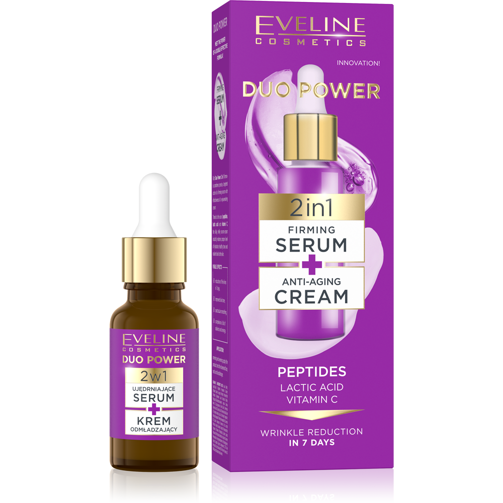 Eveline Duo Power 2w1 Serum Ujędrniające + Krem Przeciwzmarszczkowy 18ml