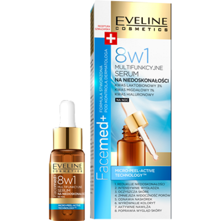 Eveline Facemed+ Multifunkcyjne Serum na Niedoskonałości na Noc z Kwasem Migdałowym 18ml