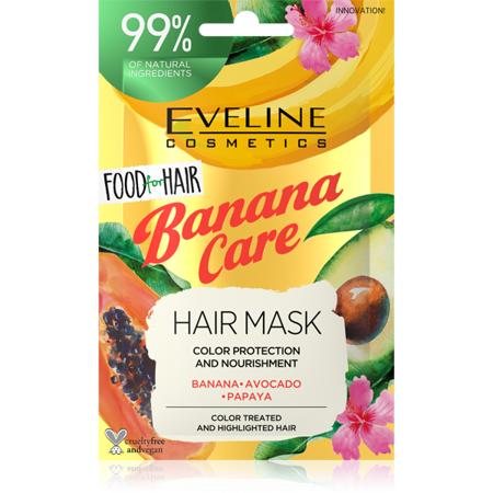 Eveline Food for Hair Bananowa Odżywcza Maska do Włosów Farbowanych i Rozjaśnianych 20ml