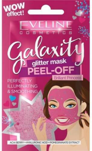 Eveline Galaxity Glitter Peel Off Różowa Perfekcyjnie Rozświetlająca i Wygładzająca Maska 10ml