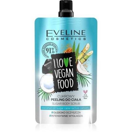 Eveline I Love Vegan Food Cukrowy Kokosowy Peeling do Ciała Głęboko Oczyszczający 75ml