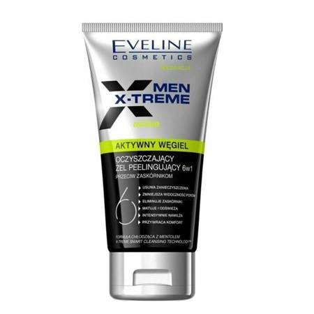 Eveline Men X-Treme 6w1 Oczyszczający Żel Peeling z Aktywnym Węglem dla Mężczyzn 150ml