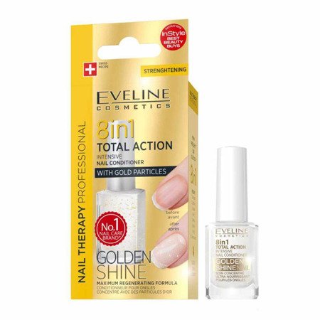 Eveline Nail Therapy 8in1 Total Action Intensywna Odżywka do Paznokci Golden Shine 12ml