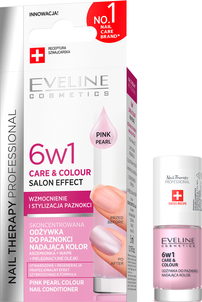 Eveline Nail Therapy Professional 6w1 Care & Colour Skoncentrowana Odżywka do Paznokci Nadająca Kolor Pink Pearl 5ml