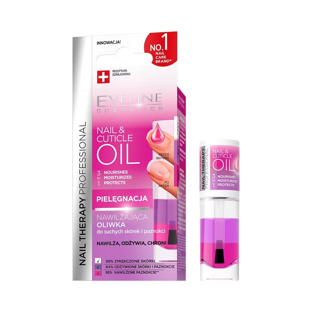 Eveline Nail Therapy Professionl Nail & Cuticicle Oil 3in1 Nawilżająca Oliwka do Suchych Skórek i Paznokci 8ml