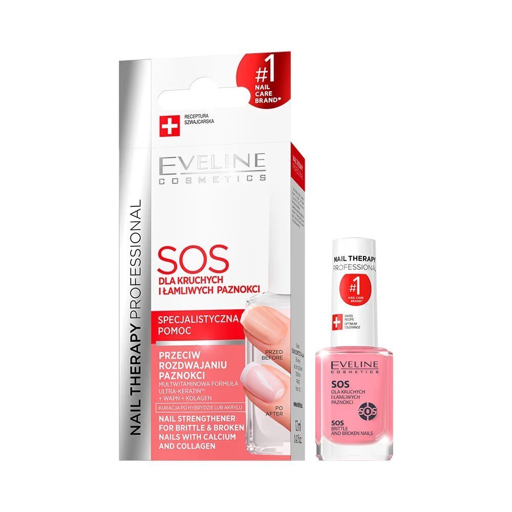 Eveline Nail Therapy Wzmacniająca Odżywka z Wapniem i Kolagenem do Paznokci SOS 12ml