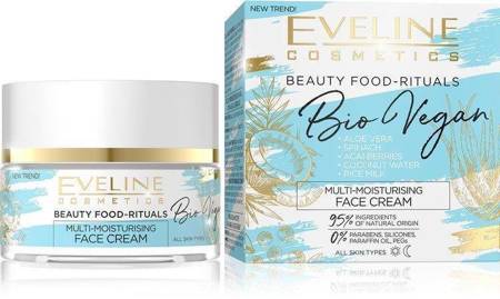 Eveline Natural Beauty Foods Bio Vegan Multinawilżający Krem do Twarzy 3w1 na Dzień i Noc do Każdego Typu Cery 50ml