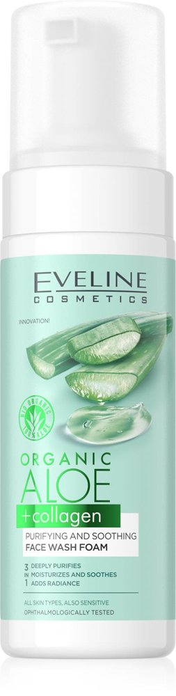 Eveline Organic Aloe + Collagen Oczyszczająco-Łagodząca Pianka do Mycia Twarzy 150ml