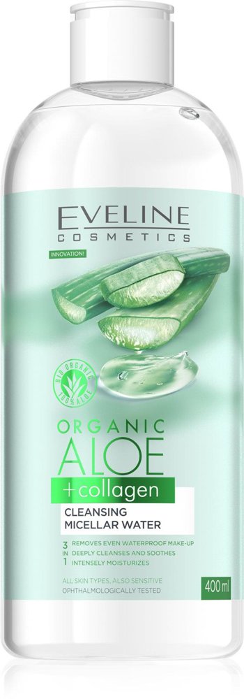 Eveline Organic Aloe + Collagen Oczyszczający Płyn Micelarny dla Każdego Rodzaju Cery 400ml