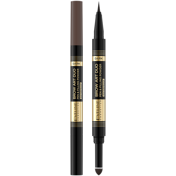 Eveline Pencil 2in1 Brow Art Duo Dark Precyzyjny Wielofunkcyjny Pisak z Pudrem do Brwi i Miękkim Aplikatorem 8g