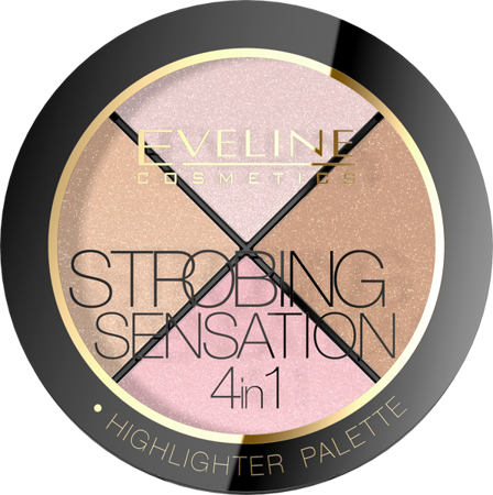 Eveline Strobing Sensation 4w1 Paleta 4 Rozświetlaczy do Twarzy 12g