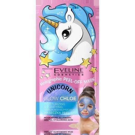 Eveline Unicorn Holograficzna Nawilżająca i Oczyszczająca Maska Peel Off z Jagodą 7ml