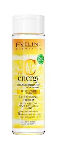 Eveline Vit C Energy Organic Booster Rozświetlajacy Tonik z Ekstraktam Żółtych Owoców i Miętą 200ml