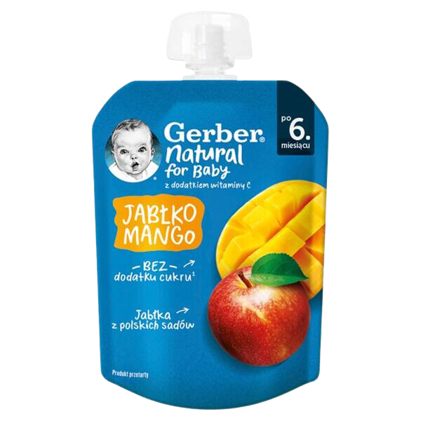 Gerber Deserek Jabłko Mango dla Niemowląt po 6 Miesiącu bez Dodatku Cukru z Witaminą C 80g 