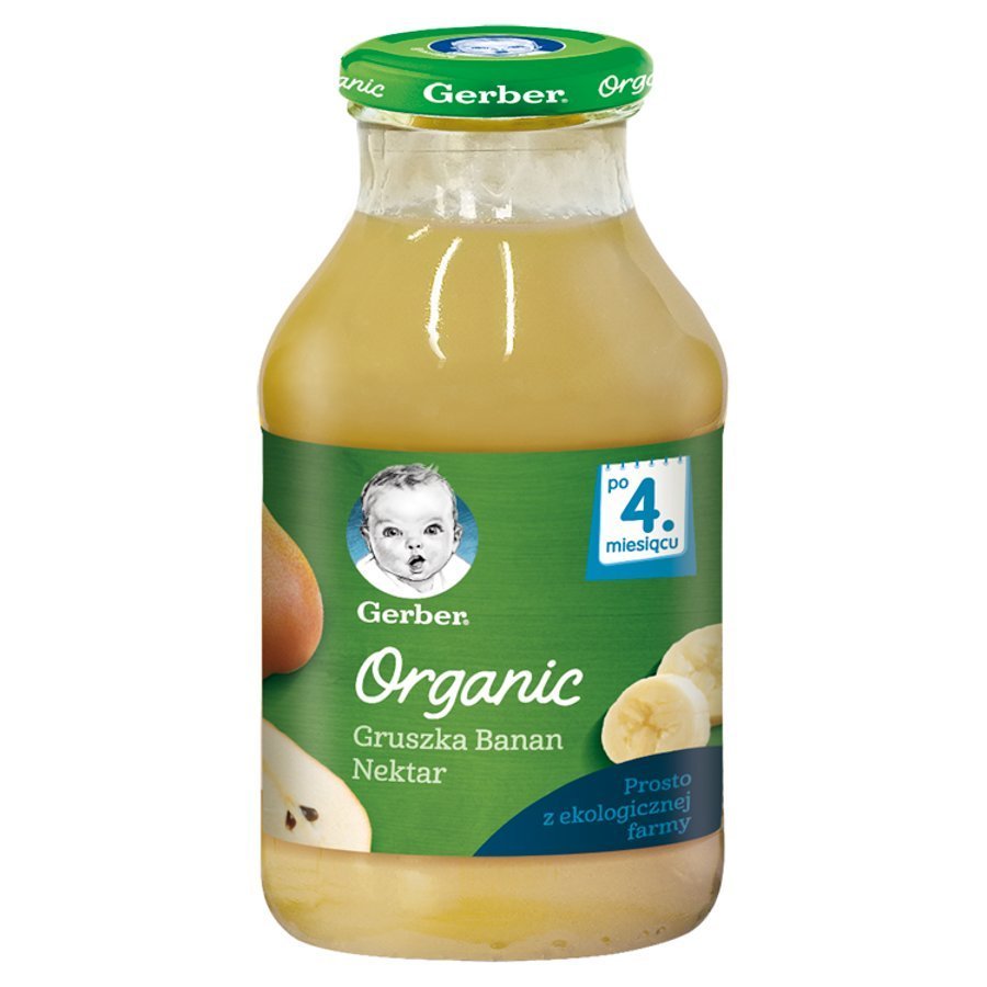 Gerber Organic Nektar z Gruszką i Bananami dla Niemowląt po 4 Miesiącu 200ml