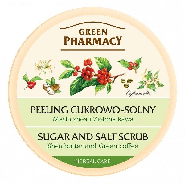 Green Pharmacy Peeling Cukrowo-Solny z Masłem Shea i Zieloną Kawą 300ml