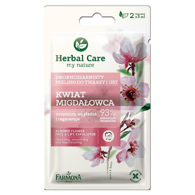 Herbal Care Oczyszczający Peeling Drobnoziarnisty do Twarzy i Ust z Kwiatem Migdałowca 2x5ml