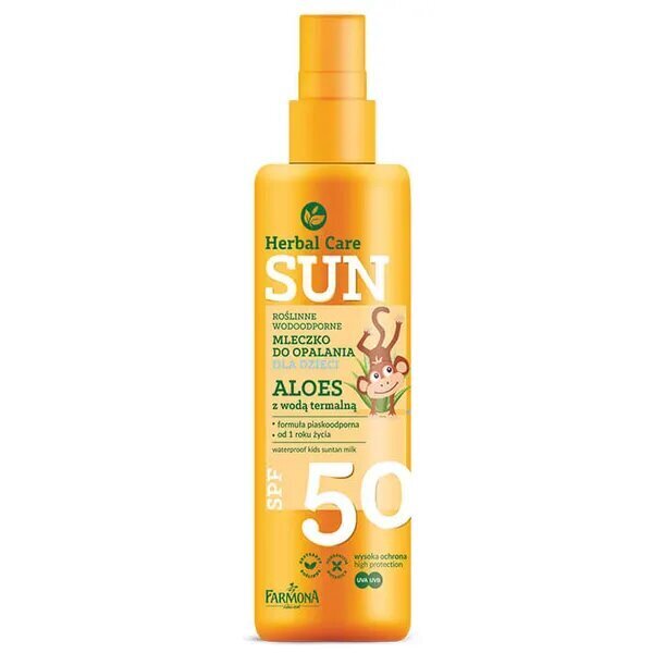 Herbal Care Sun Roślinny Wodoodporny Balsam do Opalania Aloes z Wodą Termalną SPF50 dla Dzieci powyżej 1 Roku Życia 150ml