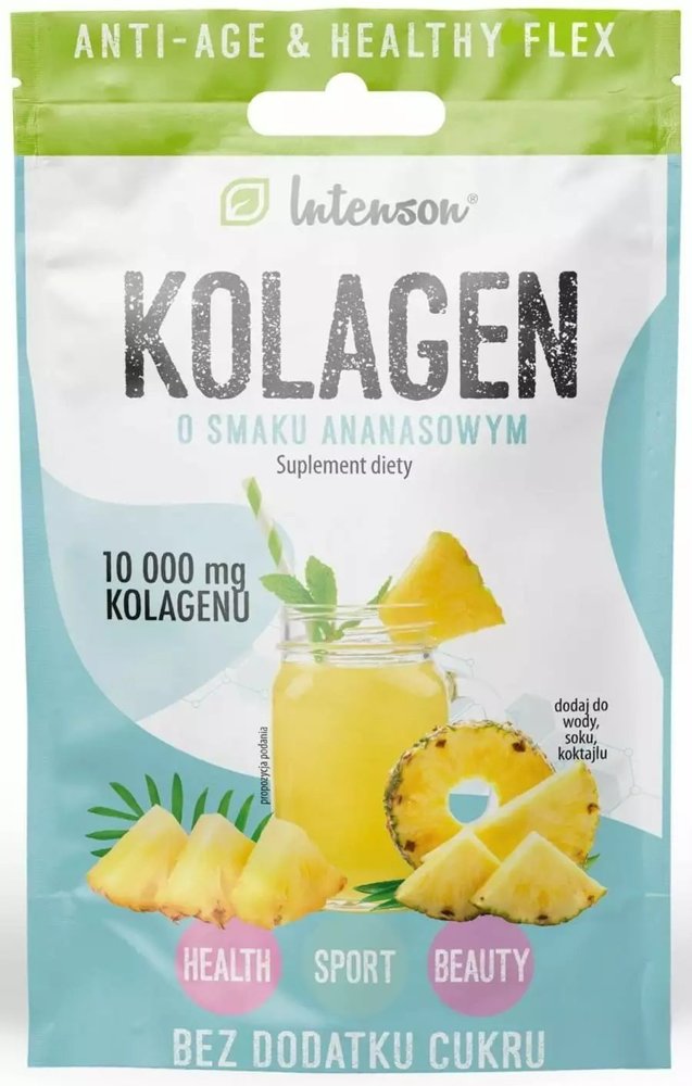 Intenson Kolagen o Smaku Ananasowym z Kwasem Hialuronowym i Witaminą C w Proszku 11.4g