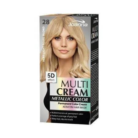 Joanna Multi Cream Metallic Color Farba Pielęgnująca 28 Bardzo Jasny Perłowy Blond 60x40x20g