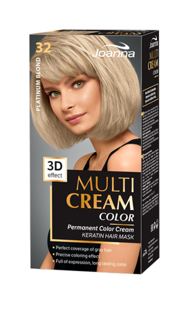 Joanna Multi Cream Trwały Intensywny Kolor Włosów Farba Pielęgnująca 32 Platynowy Blond 60x40x20g