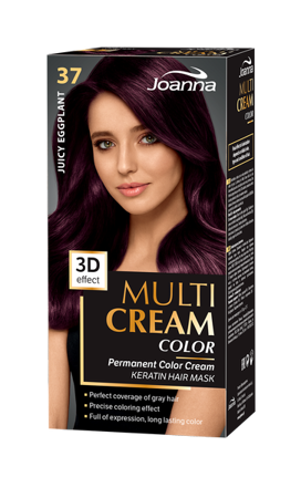 Joanna Multi Cream Trwały Intensywny Kolor Włosów Farba Pielęgnująca 37 Soczysta Oberżyna 60x40x20g