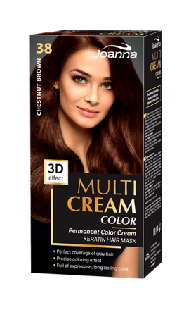 Joanna Multi Cream Trwały Intensywny Kolor Włosów Farba Pielęgnująca 38 Kasztanowy Brąz 60x40x20g