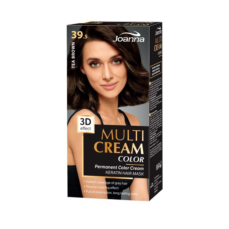 Joanna Multi Cream Trwały Intensywny Kolor Włosów Farba Pielęgnująca 39.5 Herbaciany Brąz 60x40x20g