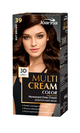 Joanna Multi Cream Trwały Intensywny Kolor Włosów Farba Pielęgnująca 39 Orzechowy Brąz 60x40x20g