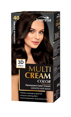 Joanna Multi Cream Trwały Intensywny Kolor Włosów Farba Pielęgnująca 40 Cynamonowy Brąz 60x40x20g