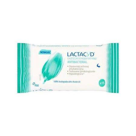 Lactacyd Antibacterial Chusteczki Do Higieny Intymnej Antybakteryjne z Kwasem Mlekowym 15szt