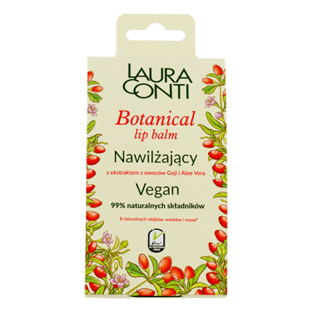 Laura Conti Botanical Vegan Nawilżający Balsam do Ust z Ekstraktem z Jagód Goji i Aloesu 4,8g