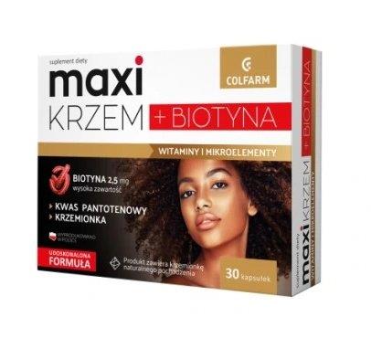 Maxi Krzem + Biotyna Witaminy i Mikroelementy Krzemionka 30 Kapsułek