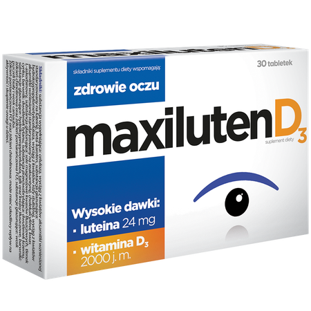 Maxiluten D3 Suplement Diety Wspomagający Zdrowie Oczu Luteina 24mg 30 Tabletek