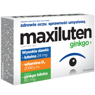 Maxiluten Ginkgo+ dla Zdrowych Oczu i Sprawności Umysłowej 30 Tabletek