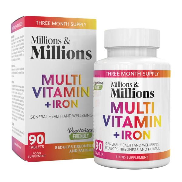 Millions & Millions Multiwitamina + Żelazo dla Ogólnego Stanu Zdrowia i Samopoczucia 90 Tabletek