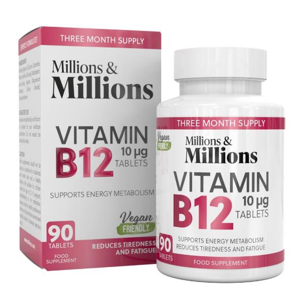 Millions & Millions Witamina B12 Wspierająca Metabolizm Energetyczny 10μg 90 Tabletek