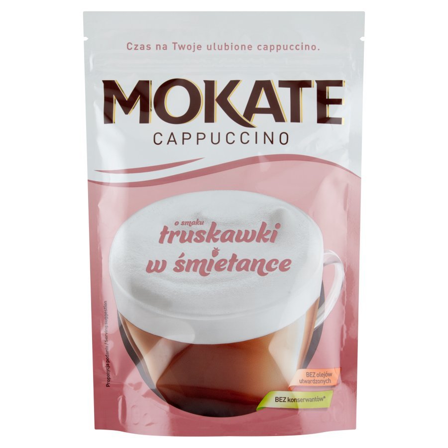 Mokate Cappuccino o Smaku Truskawki w Śmietance bez Olejów i bez Konserwantów 110g