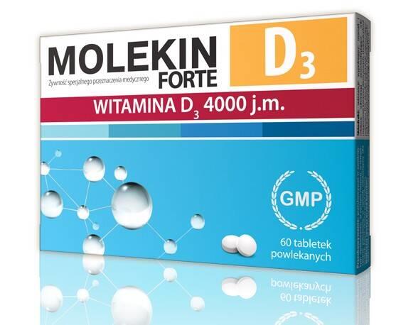 Molekin D3 Forte 4000 j.m. dla Utrzymania Prawidłowego Poziomu Wapnia we Krwi 60 Tabletek