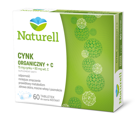 Naturell Cynk Organiczny Z Witaminą C 60 tabl. 