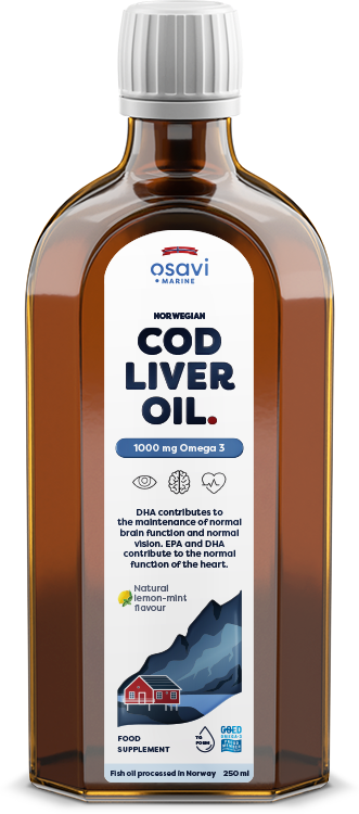 Norwegian Cod Liver Oil, 1000mg Omega 3 (Lemon-Mint) - 250 ml.