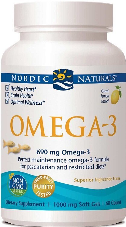 Omega-3, 690mg Lemon (Fish Gelatin) - 60 softgels