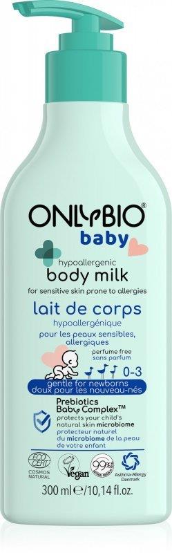 OnlyBio Baby Hipoalergiczne Mleczko do Ciała dla Niemowląt od 1 Dnia Życia dla Skóry Atopowej i Alergicznej 300ml